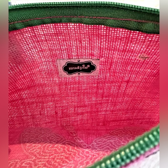 Mud Pie Women’s Fashion Maya Bay Dazzle Jute Pink Carry-All Case (Palm Tree) - Picture 6 of 6